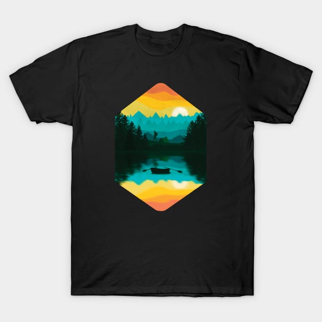 Mountain Sunset Illustration T-Shirt by CelestialStudio